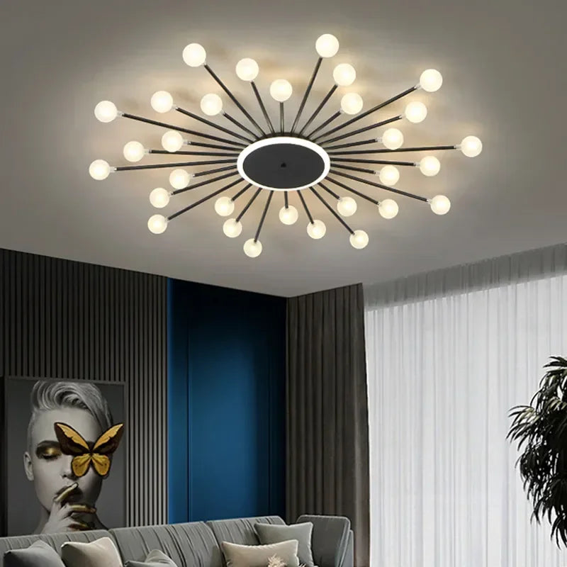 Afralia™ Glass Ceiling Chandelier LED Light Fixture for Living Room Bedroom Kitchen Lighting