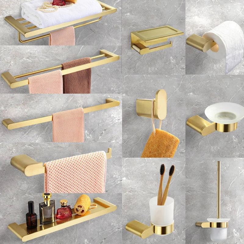 Afralia™ Bathroom Accessories Set: Towel Strip, Track, Holder, Rack, Hook, Dish, Toilet