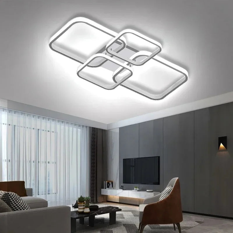 Afralia™ LED Ceiling Light 4 Rings 78W Square for Living Room Bedroom Bar