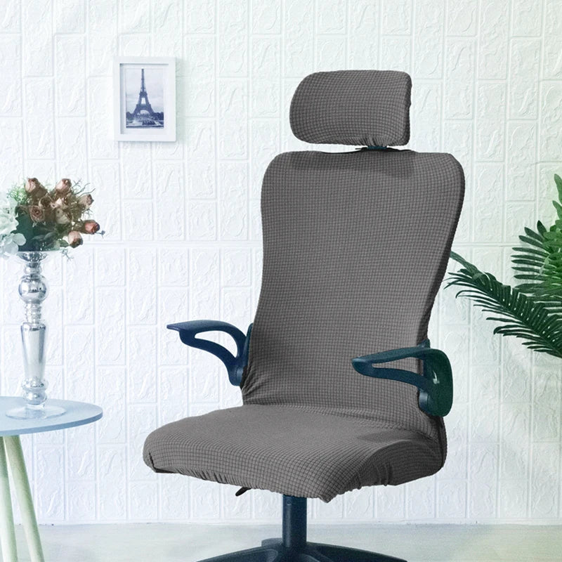Afralia™ Waffle Grid Chair Cover | Solid Color Fleece Seat Case | Waterproof & Stretch_office Home Chair Protector