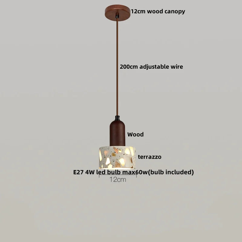 Afralia™ Terrazzo LED Pendant Light - Modern Nordic Wood Hang Lamp