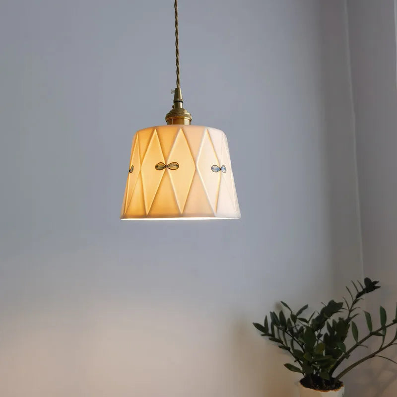 Afralia™ LED Copper Ceramic Pendant Lamp Modern Style Chandelier for Living Dining Bedroom