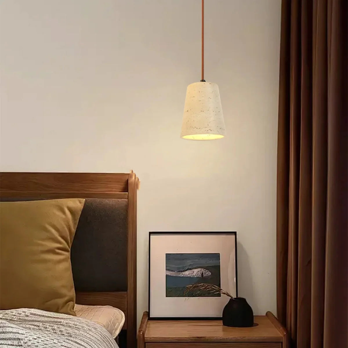 Afralia™ Yellow Travertine Stone LED Pendant Lamp for Dining Living Room