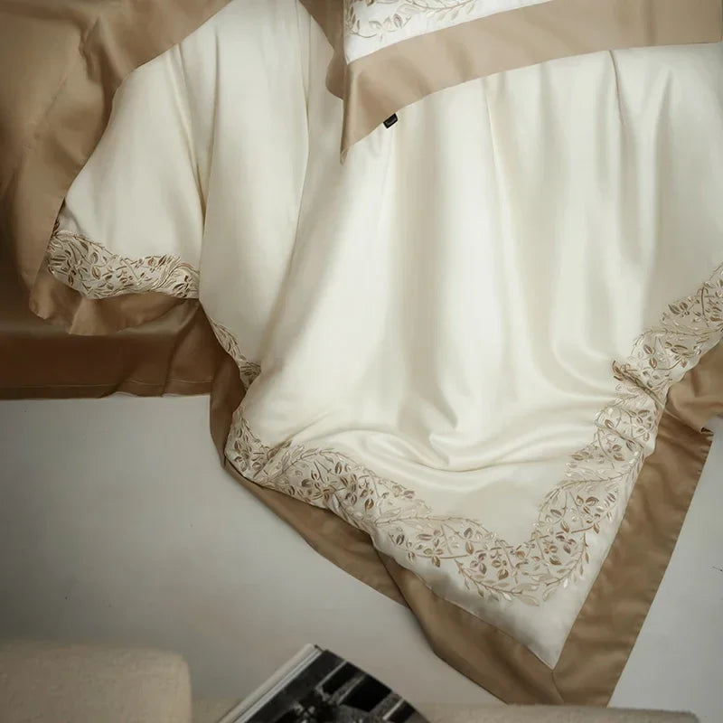 Afralia™ Egyptian Cotton Bedding Set: King/Queen Size Sheets, Blanket, Cover, Pillowcase - Solid Color