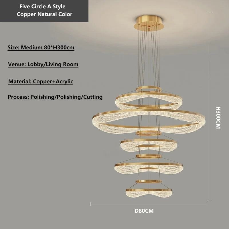 Afralia™ Acrylic Living Room Chandelier Pendant Lamp Fixture LED Lighting