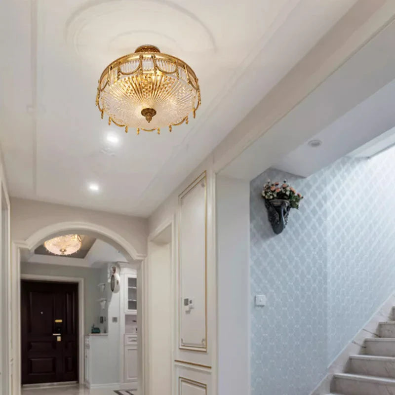 Afralia™ Brass Glass Ceiling Light Luxury Victorian Neoclassical Design Classic Lamp