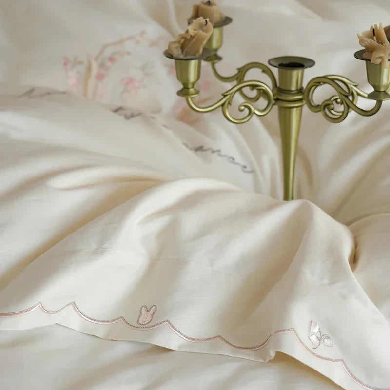 Afralia™ Brushed Volcanic Fleece Cotton Duvet Cover Set with Embroidered Details