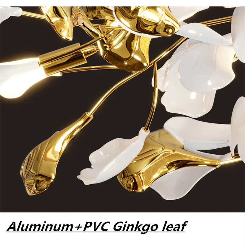 Afralia™ Ginkgo Leaf Acrylic Metal LED Ceiling Chandelier for Home Living Room