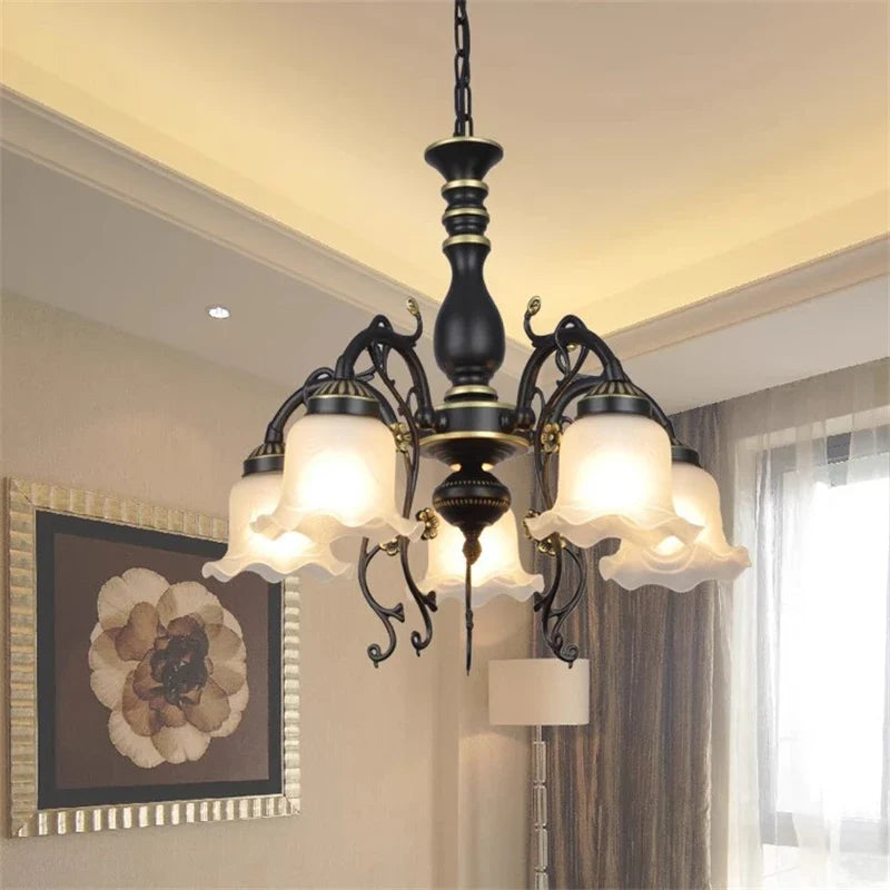 Afralia™ Glass Shade Ceiling Chandelier for Home Decor Lighting