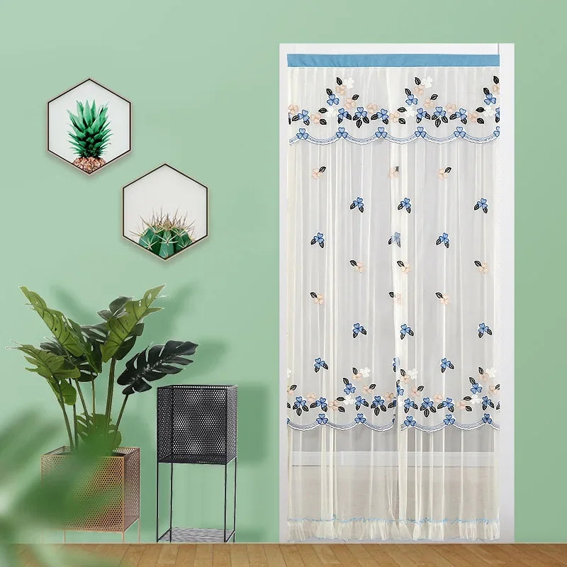 Afralia™ Lace Embroider Anti-Mosquito Net Door Curtains - Pleated Design for Light and Air Flow