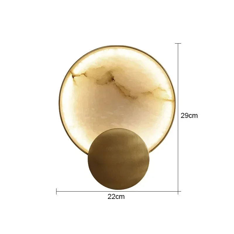Afralia™ Marble LED Wall Lights: Modern Round Gold Surface Mount Lamp