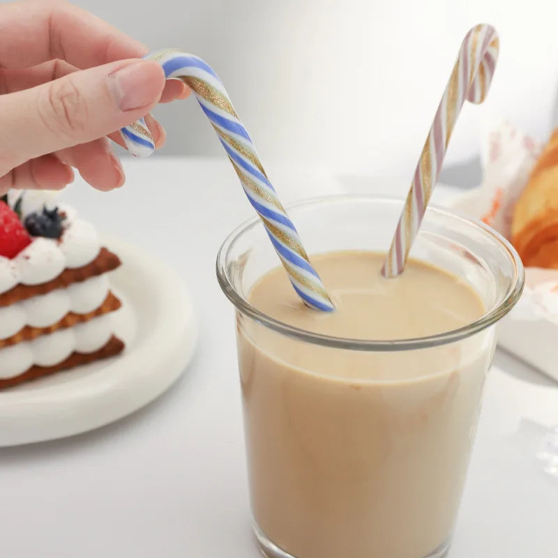 Afralia™ Colorful Christmas Long Handle Spoon for Juice, Coffee, Cake - Creative Glass Stirring Stick