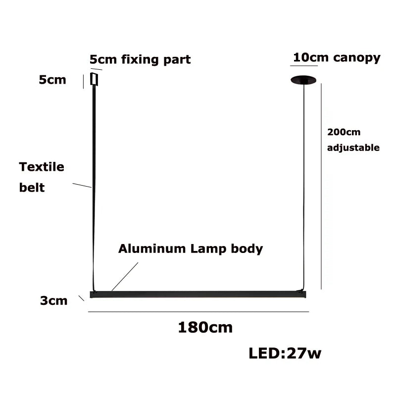 Afralia™ Modern Orange Gray Pendant Lighting for Dining Room, Adjustable Aluminum Belt Textile Fixture