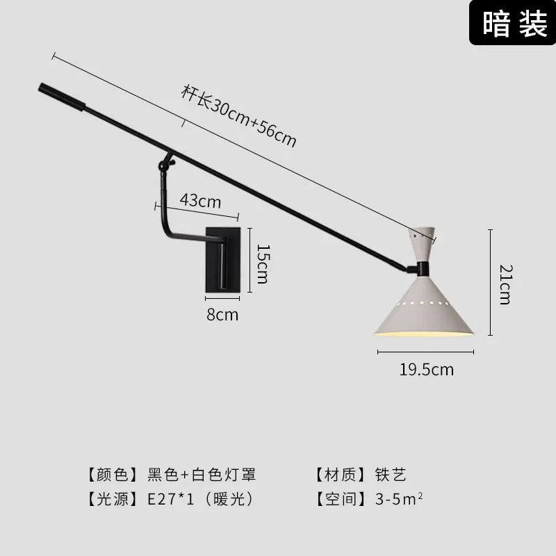 Afralia™ Swing Arm LED Wall Lamp Adjustable Designer Art Decor Living Room