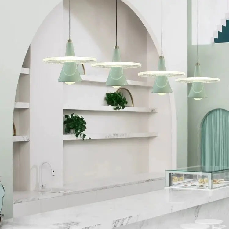 Afralia™ LED Flying Saucer Chandelier Modern Pendant Light for Dining Bedroom - Frisbi Italy Designer