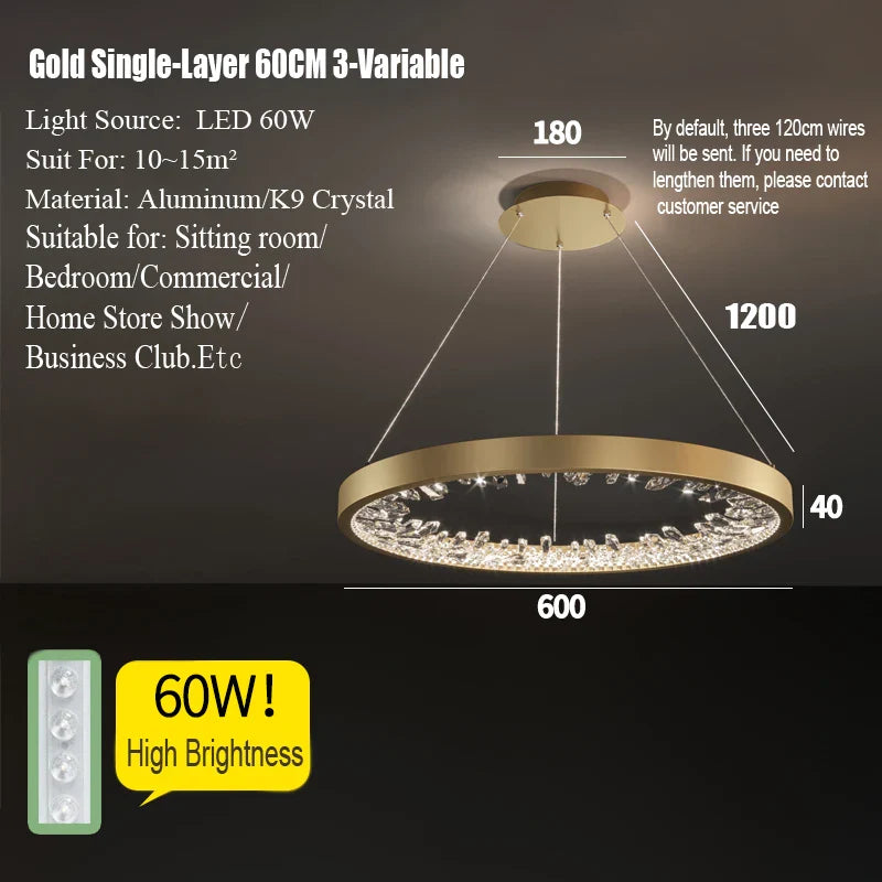 Afralia™ Modern Loft Crystal Chandelier LED Light for Villa Living Room and Bedroom