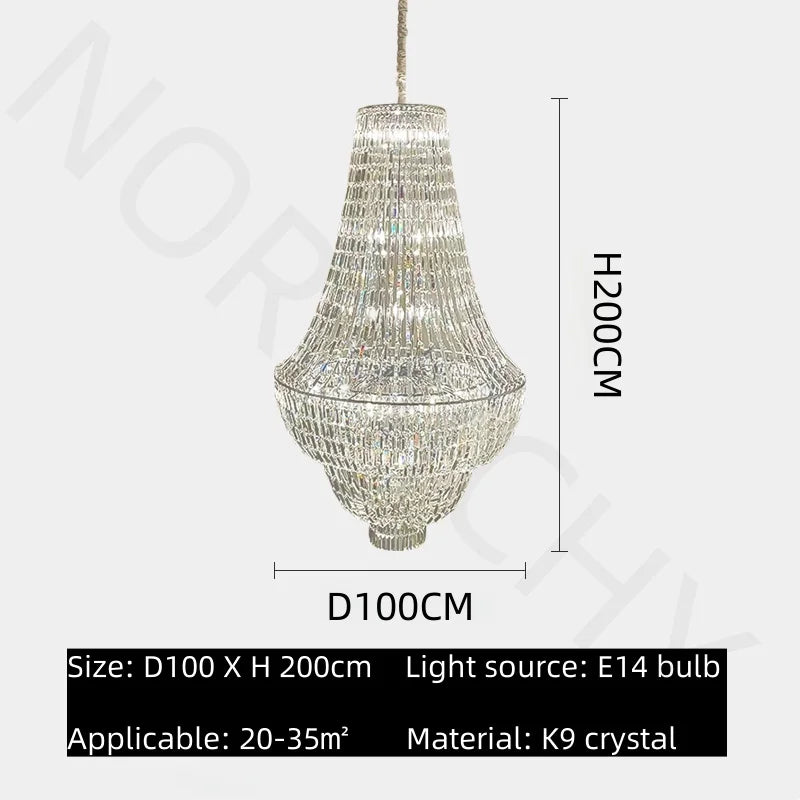 Afralia™ Modern Loft Duplex Villa Living Room Crystal Chandelier Staircase Chandelier Lamps
