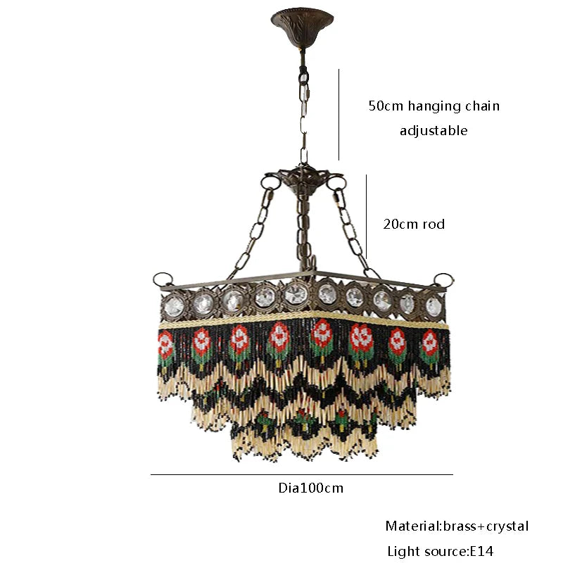 Afralia™ Black Rose Tassel Pendant Lights, Classic Retro Lustres for Living Room