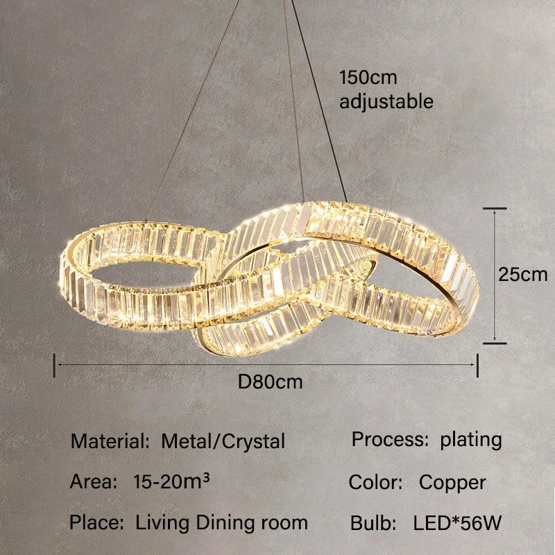 Afralia™ Crystal LED Gold Ceiling Chandelier - Luxe Irregular Ring Design