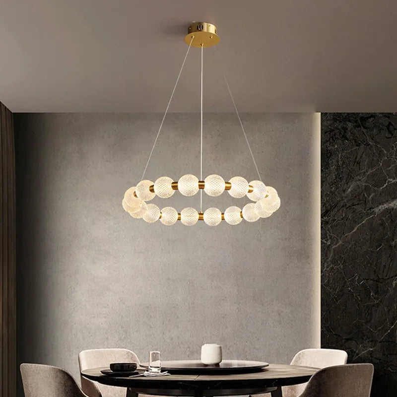 Afralia™ Modern LED Ball Chandelier: Nordic Light Luxury Round Pendant Lamp