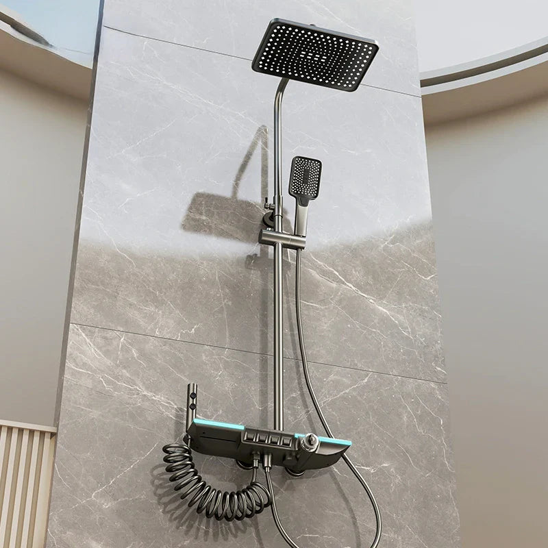 Afralia™ Smart Thermostatic Shower System with Digital Display and Booster Sprinkler.