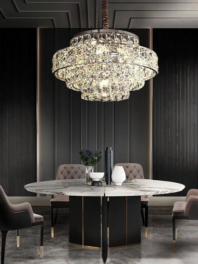 Afralia™ Glitter Crystal Pendant Lights - Modern LED Oval Hanging Lamps for Dining Room