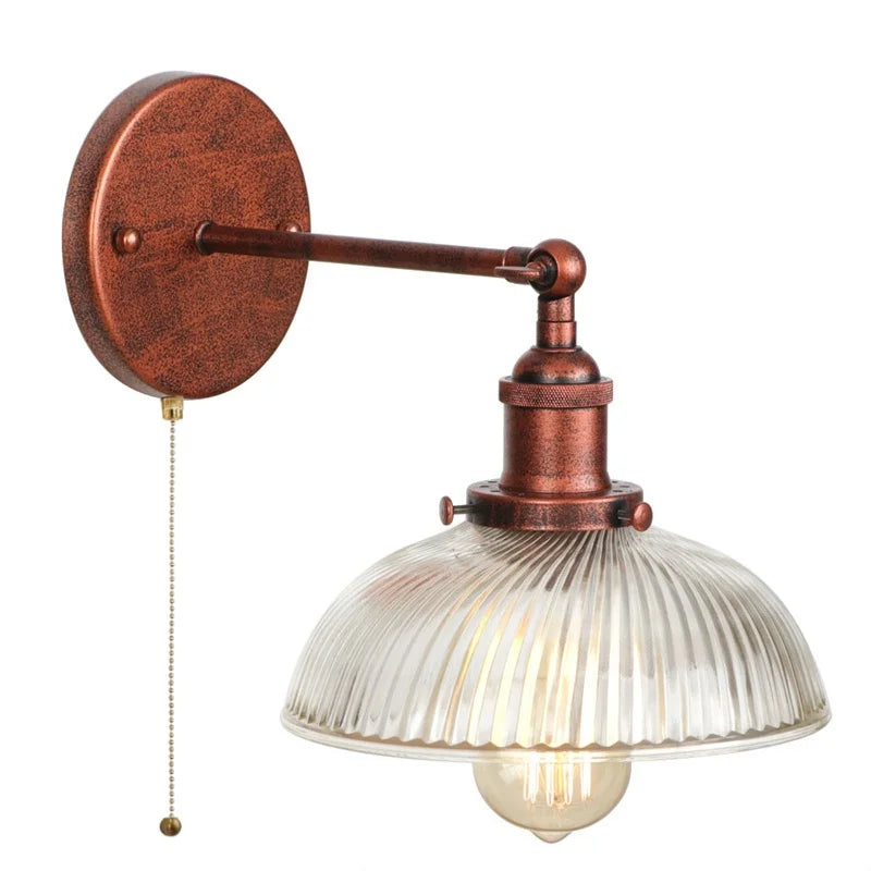 Afralia™ Vintage LED Wall Light with Pull Chain Switch for Bathroom Mirrors & Dining Room