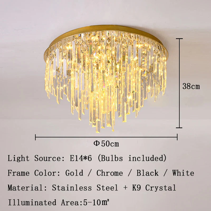 Afralia™ Gold Crystal Ceiling Lights - Luxury LED Fixture for Elegant Home Decor