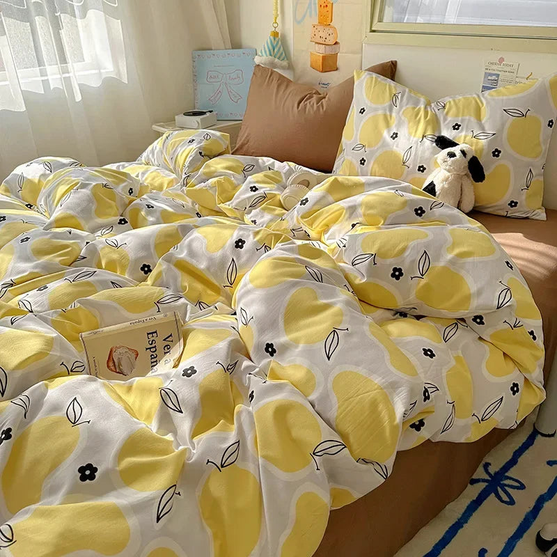 Afralia™ Cartoon Pattern Cotton Fitted Sheet Set – Soft & Cozy Bedding for Adults & Kids