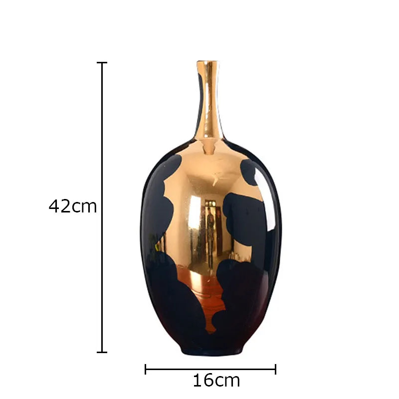 Afralia™ Gold Ceramic Vase | Modern Design | Desk Decor | Shiny Porcelain | Floral Vases