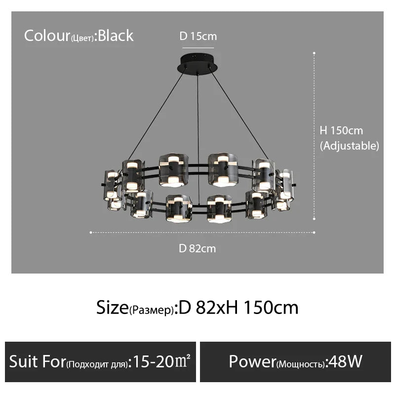 Afralia™ Modern Nordic Glass Round Chandelier with Full Copper Finish