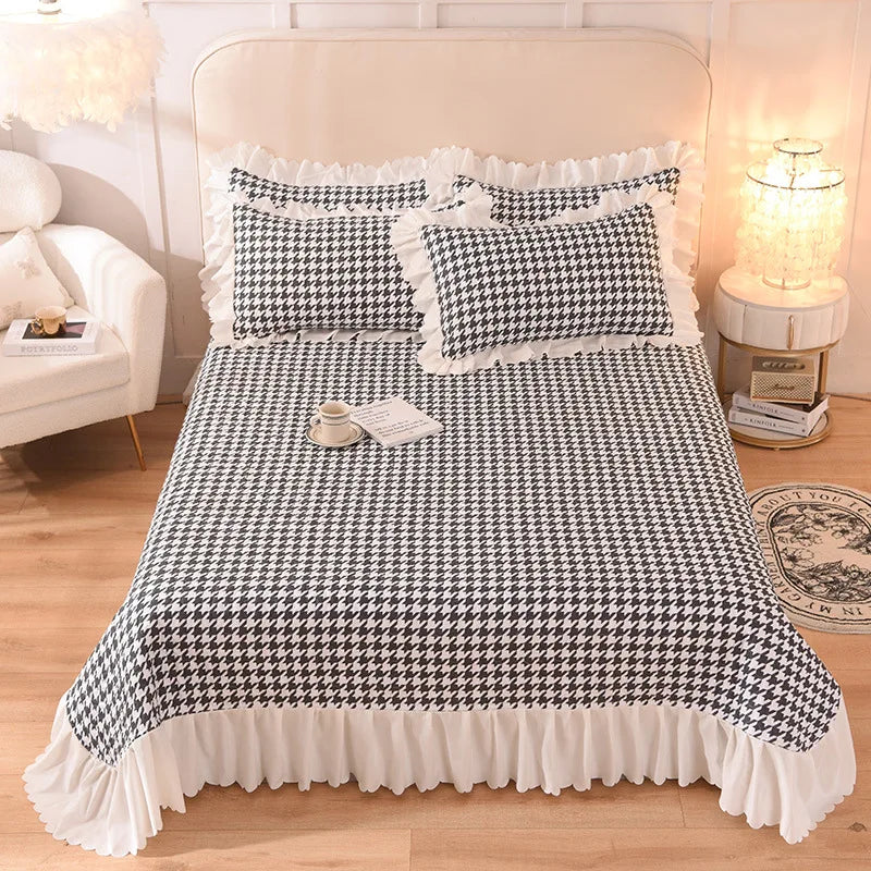 Afralia™ Chiffon Quilted Bed Spread Set - Queen Size Cotton Bedspread Cover