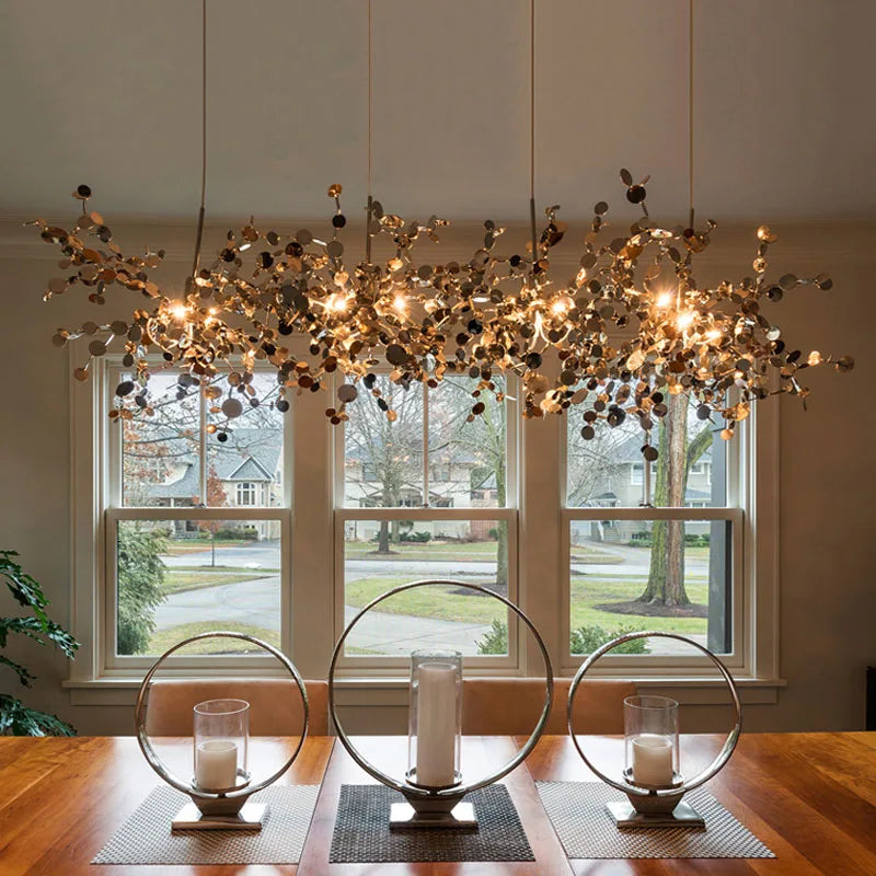 Afralia™ Stainless Steel Chandelier Pendant Lamp LED Dining Table Lighting Fixture