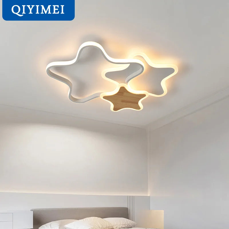 Afralia™ Wood Color LED Chandelier Light Modern Indoor Acrylic Lamp Fixture