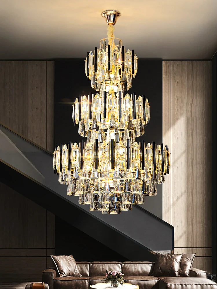 Afralia™ Crystal Hollow Villa Chandelier: Modern Luxury Pendant Light for Living Room and Hotel Lobby