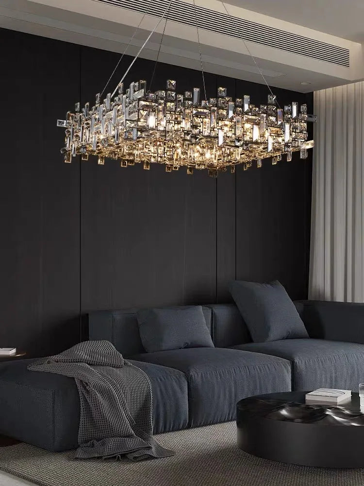 Afralia™ Modern Crystal Chandelier: Elegant Lighting Fixtures for Living, Dining, and Bedroom