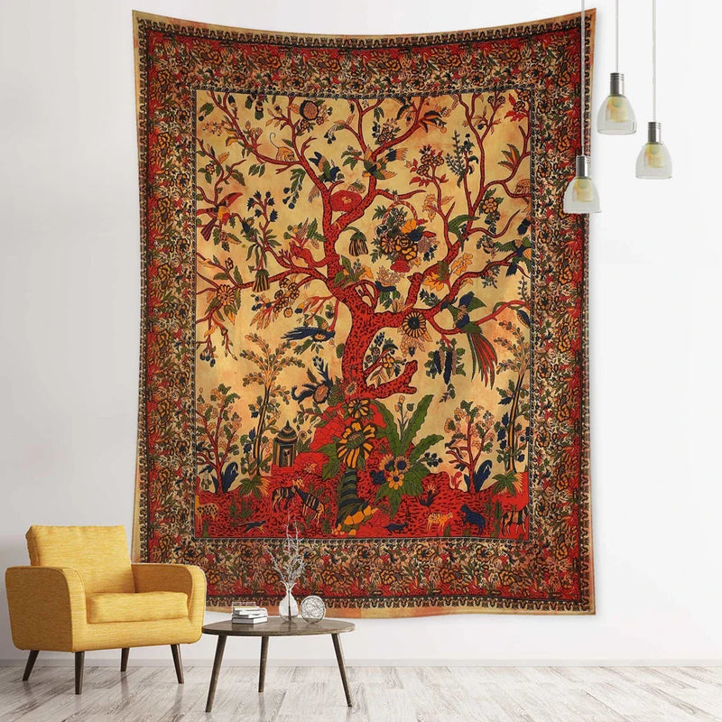 Mystical Leaf Tree Tapestry Abstract Witchcraft Wall Hanging for Aesthetic Room Decor by Afralia™