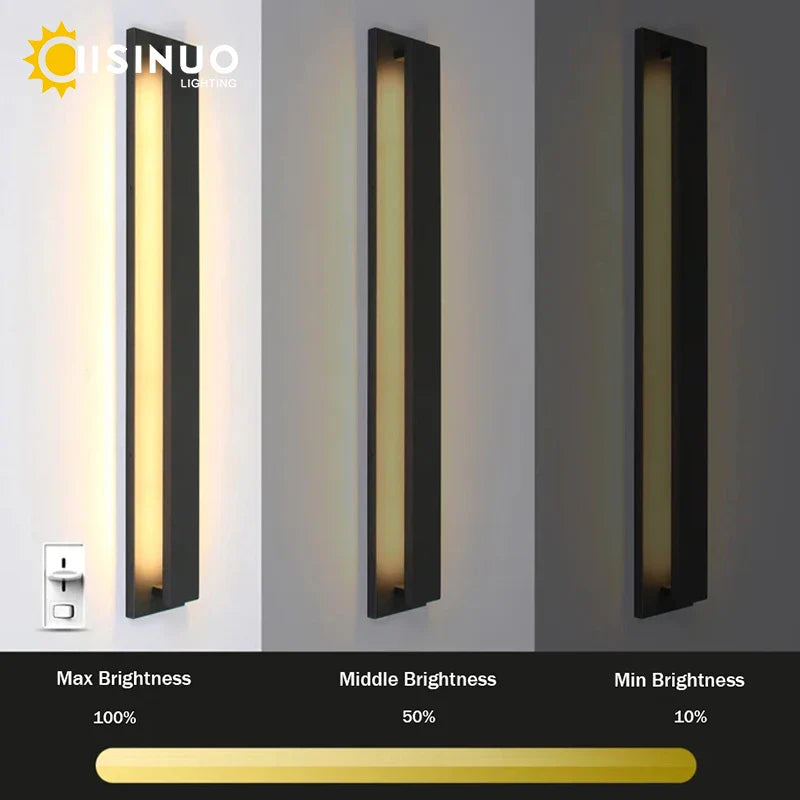 Afralia™ Outdoor Black Aluminum Wall Light LED Waterproof Linear Porch Lamp