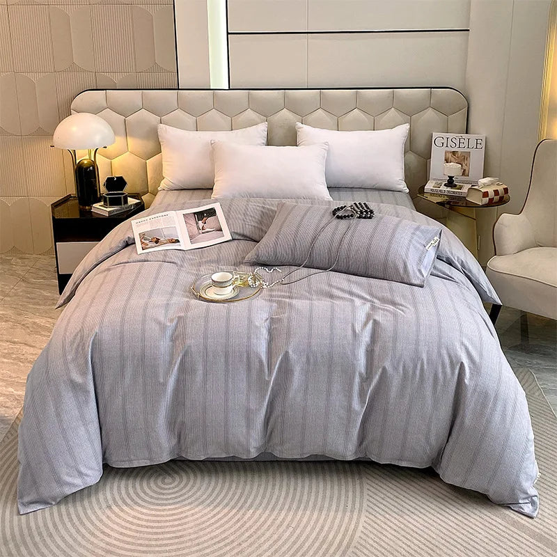 Afralia™ Striped Plaid Single Duvet Cover: Soft 100% Cotton Brushed Bedding for All Seasons