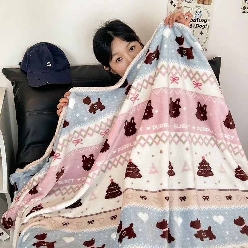 Afralia™ Double-Sided Thin Velvet Printed Blanket for Adults - Spring Autumn Bedding & Sofa Decor