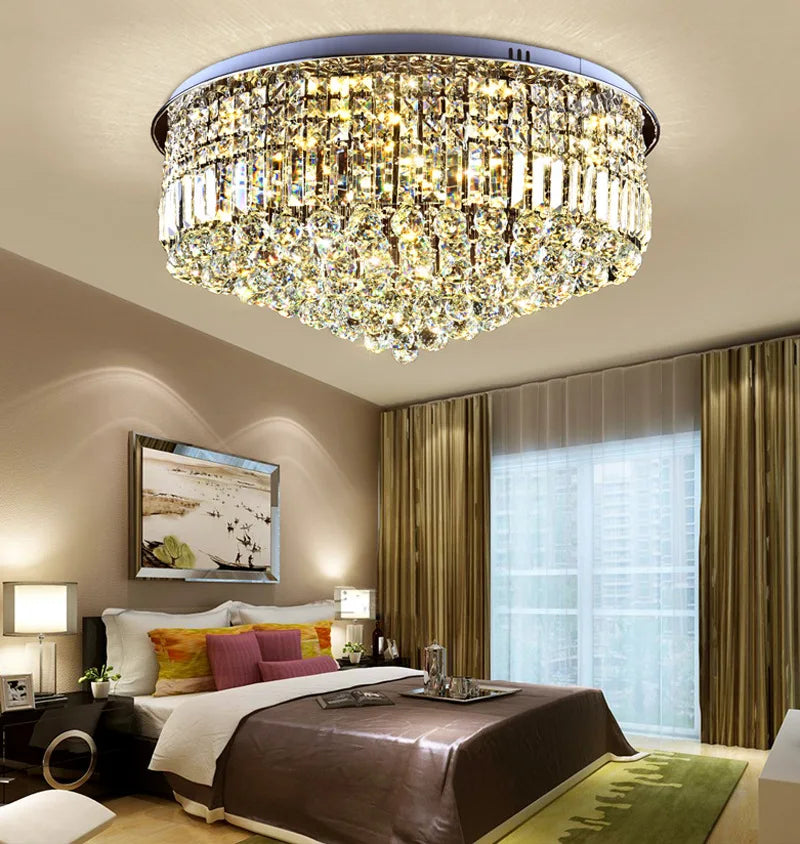 Afralia™ Luxury K9 Crystal Ceiling Lights - Modern & Fashionable Living Room and Hotel Lamp