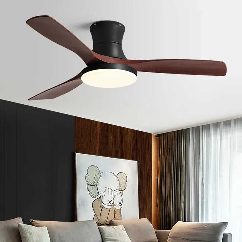 Afralia™ Low Profile Ceiling Fan Light with Black ABS Blades and Remote Control