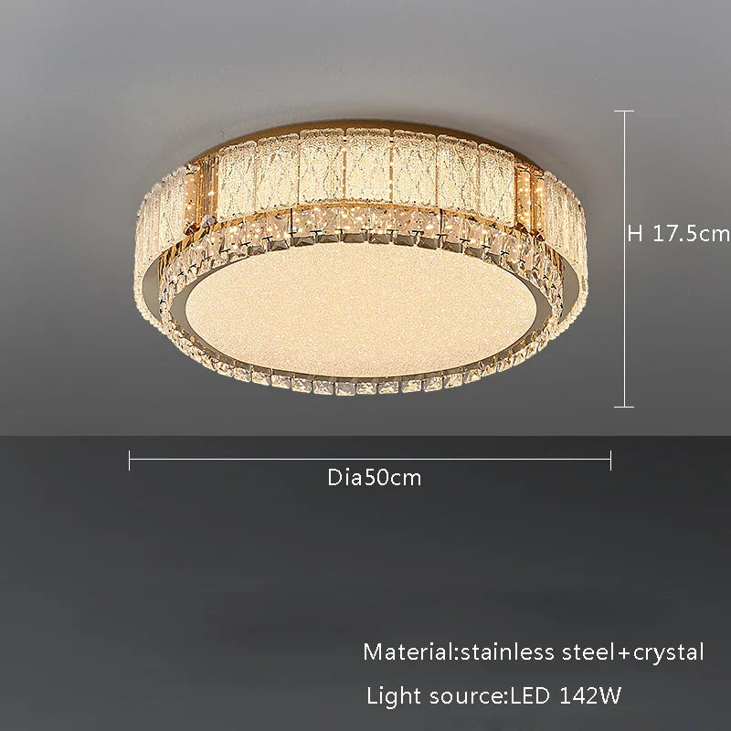 Afralia™ Glass Crystal LED Ceiling Lamp Modern Minimalist Home Décor Light Fixtures