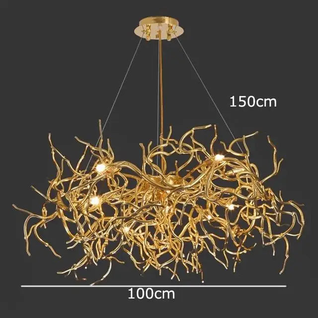 Afralia™ Luxury LED Copper Chandelier for Home Hotel Restaurant Living Room Decor