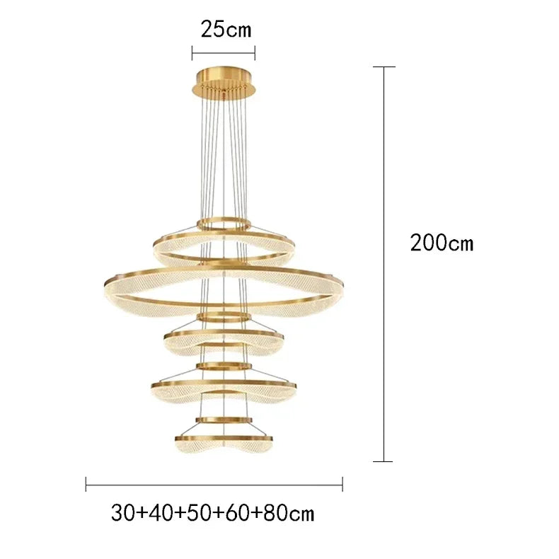 Afralia™ Modern LED Ring Stairs Pendant Chandeliers for Living & Dining Room Lighting