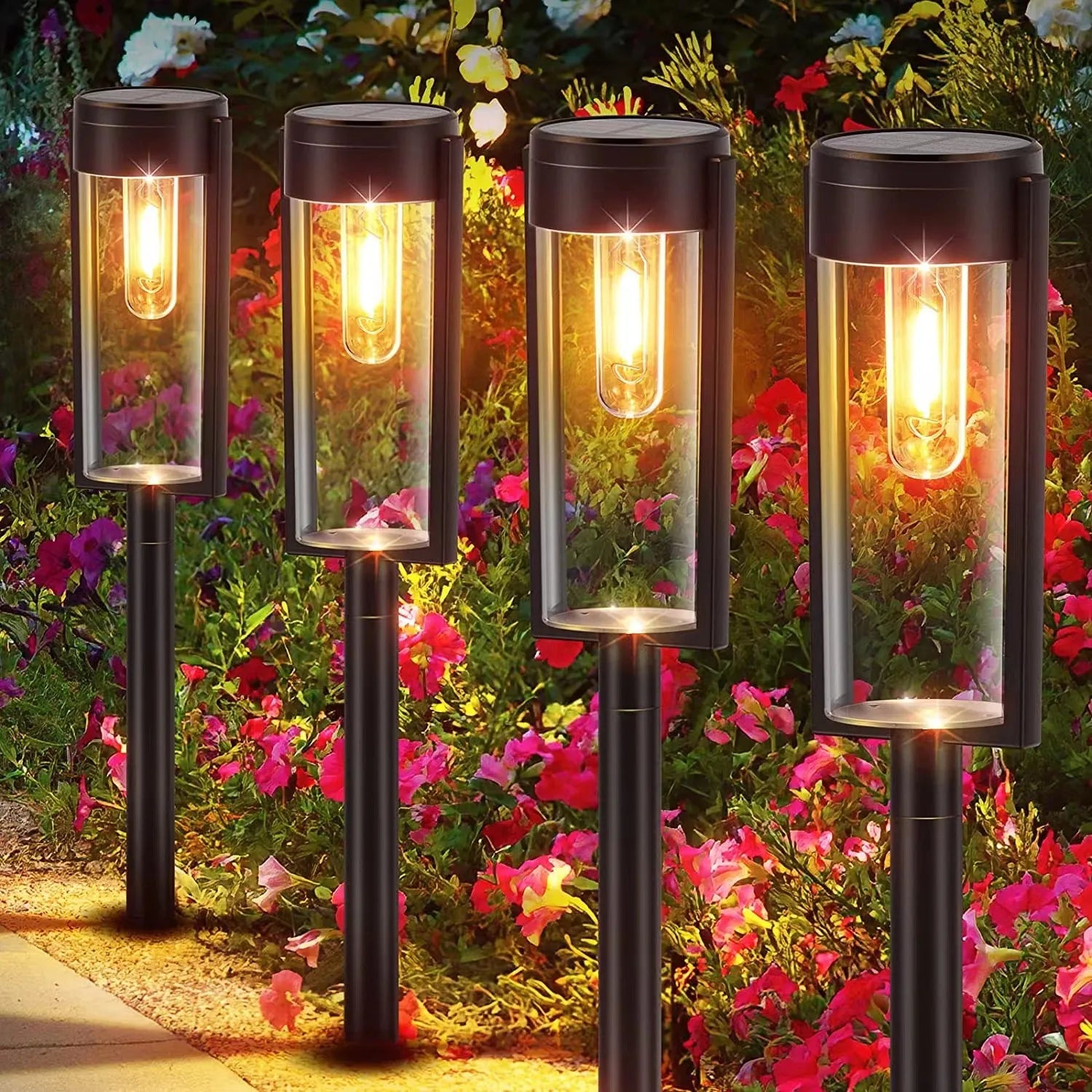Afralia™ Solar Pathway Lights: Tungsten Filament Bulb Outdoor Lighting for Yard, Lawn, Driveway