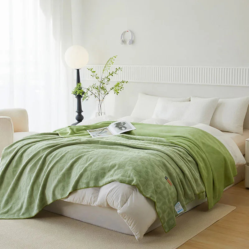 Afralia™ Jacquard Milk Velvet Air Conditioning Blanket | All Seasons Warmth & Travel Shawl