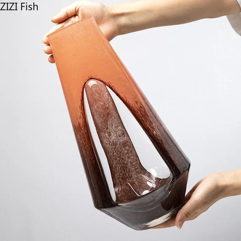 Afralia™ Dual Color Glass Vase for Hydroponics & Floral Arrangement