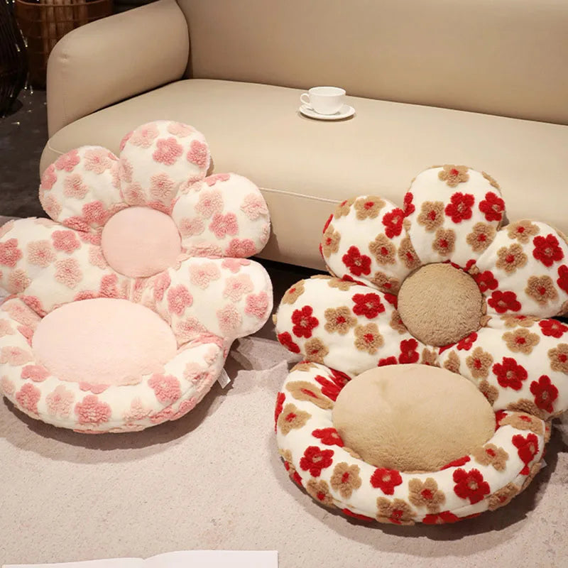 Afralia™ Faux Rabbit Velvet Flower Lamb Wool Cushion | Autumn Winter Warm Backrest