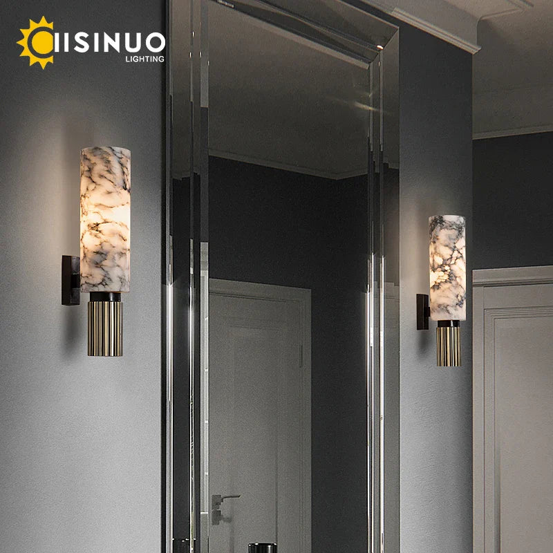 Afralia™ Marble Wall Lamp: Luxury E27 Lights for Living Room Bedroom & Corridor